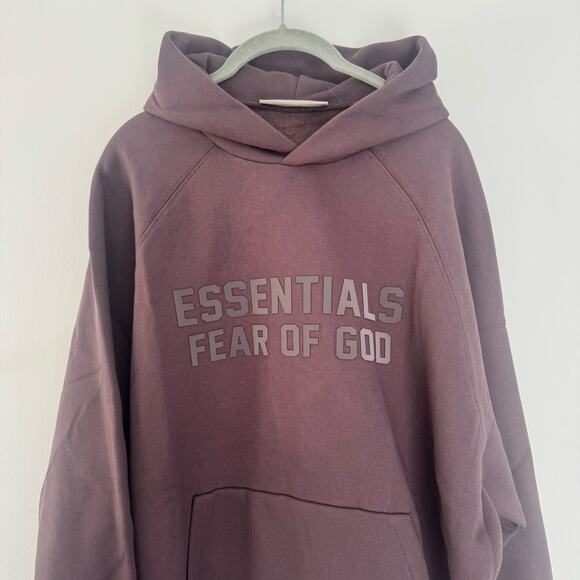 Fear of God Essentials Pull Over Hoodie in Plum - Picture 3 of 8